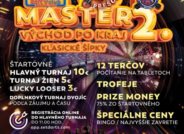 2. Master - steelové (klasické) šípky - Prešovský kraj - seniori