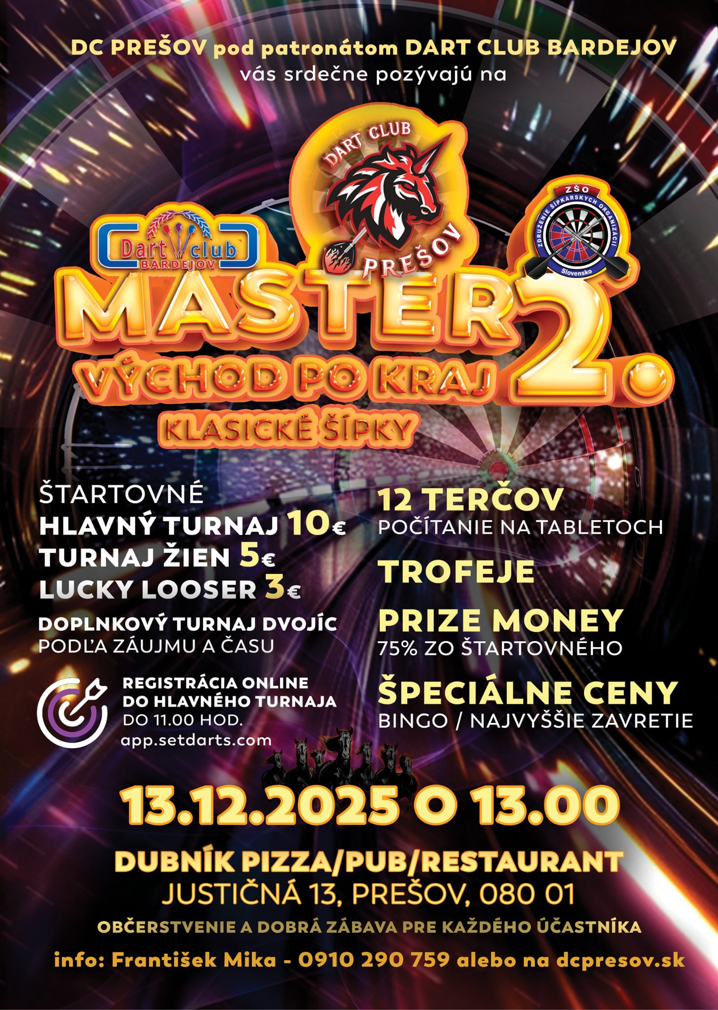 2. Master - steelové (klasické) šípky - Prešovský kraj - seniori